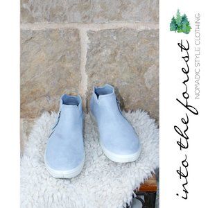 Ecco Pale Blue Low Bootie Size Zip Suede Leather Boot Sneaker Size 10